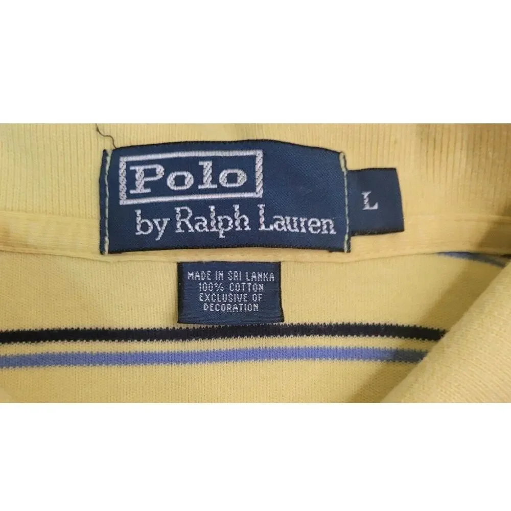 VTG Polo Ralph Lauren Yellow Stripe Polo Classic Preppy L